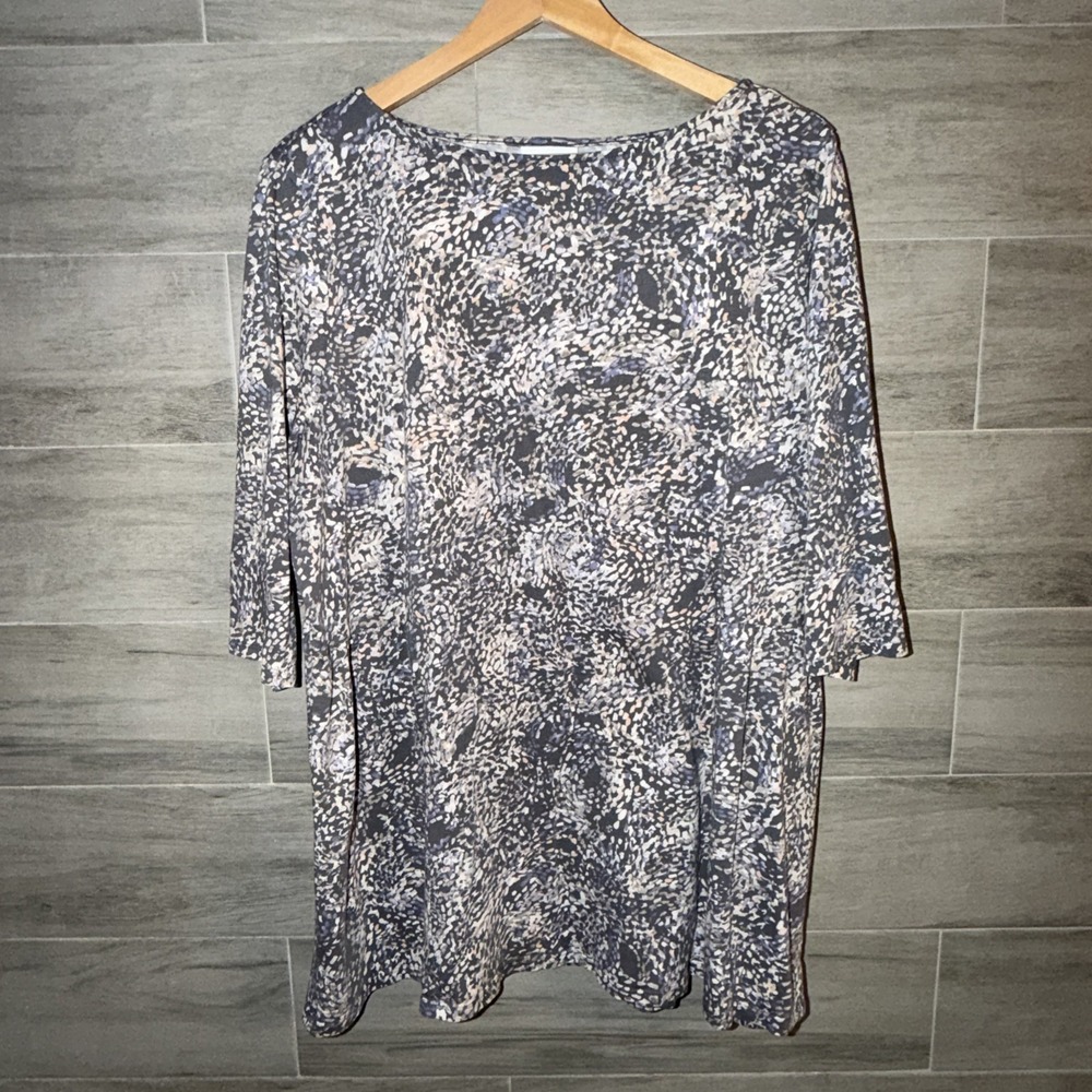 J. Jill pureJill Floral Tunic Top Woman's XLT Boat Neck Short Sleeves